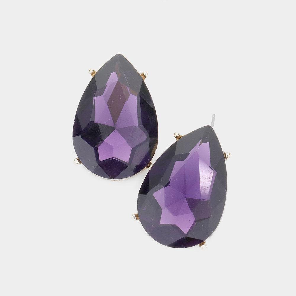 Amethyst Teardrop Stone Evening Earrings - Jewelry Store by Erik Rayo