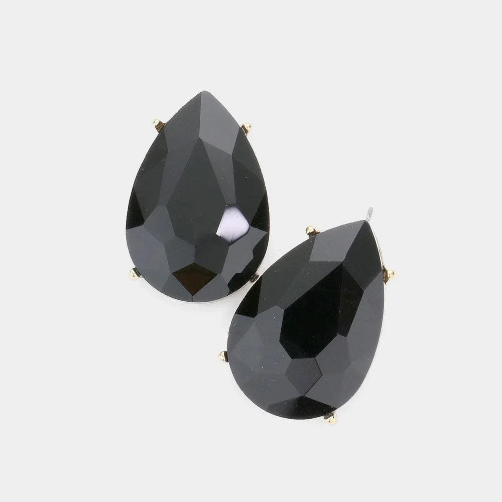 Black Teardrop Stone Evening Earrings - Jewelry Store by Erik Rayo
