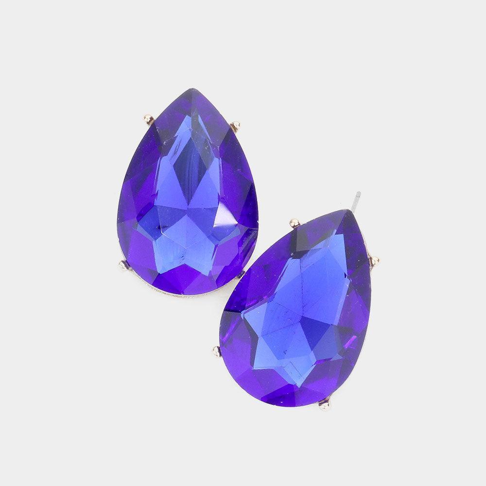 Blue Teardrop Stone Evening Earrings - Jewelry Store by Erik Rayo
