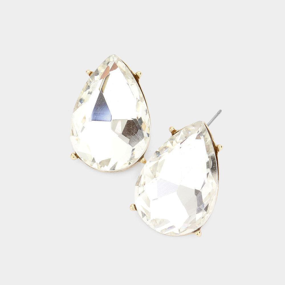 Gold Teardrop Stone Evening Earrings - Jewelry Store by Erik Rayo