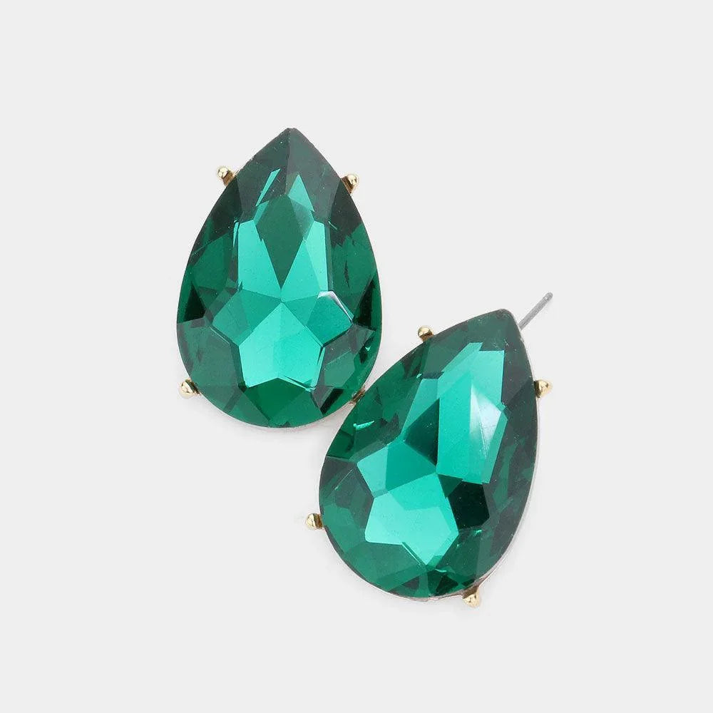 Emerald Teardrop Stone Evening Earrings - Jewelry Store by Erik Rayo