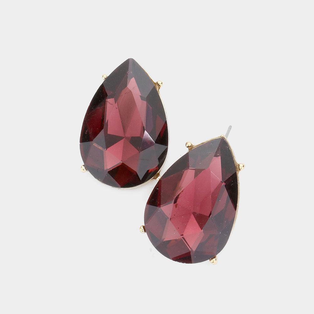 Amethyst Teardrop Stone Evening Earrings - Jewelry Store by Erik Rayo