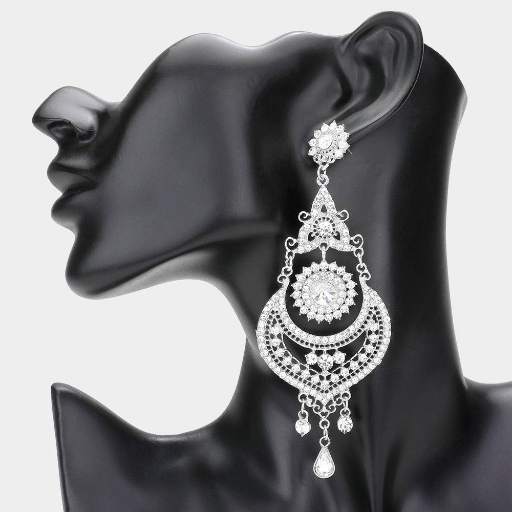Stone Embellished Chandelier Dangle Evening Earrings - Jewelry Store by Erik Rayo