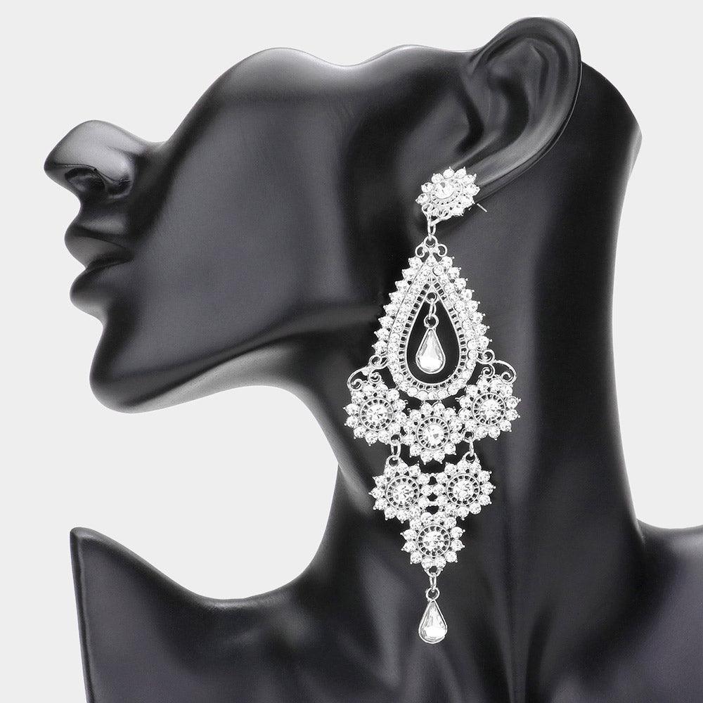 Stone Embellished Chandelier Dangle Evening Earrings - Jewelry Store by Erik Rayo