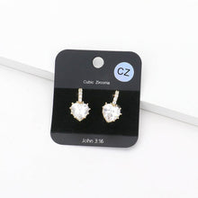 Load image into Gallery viewer, Gold CZ Heart Evening Huggie Earrings
