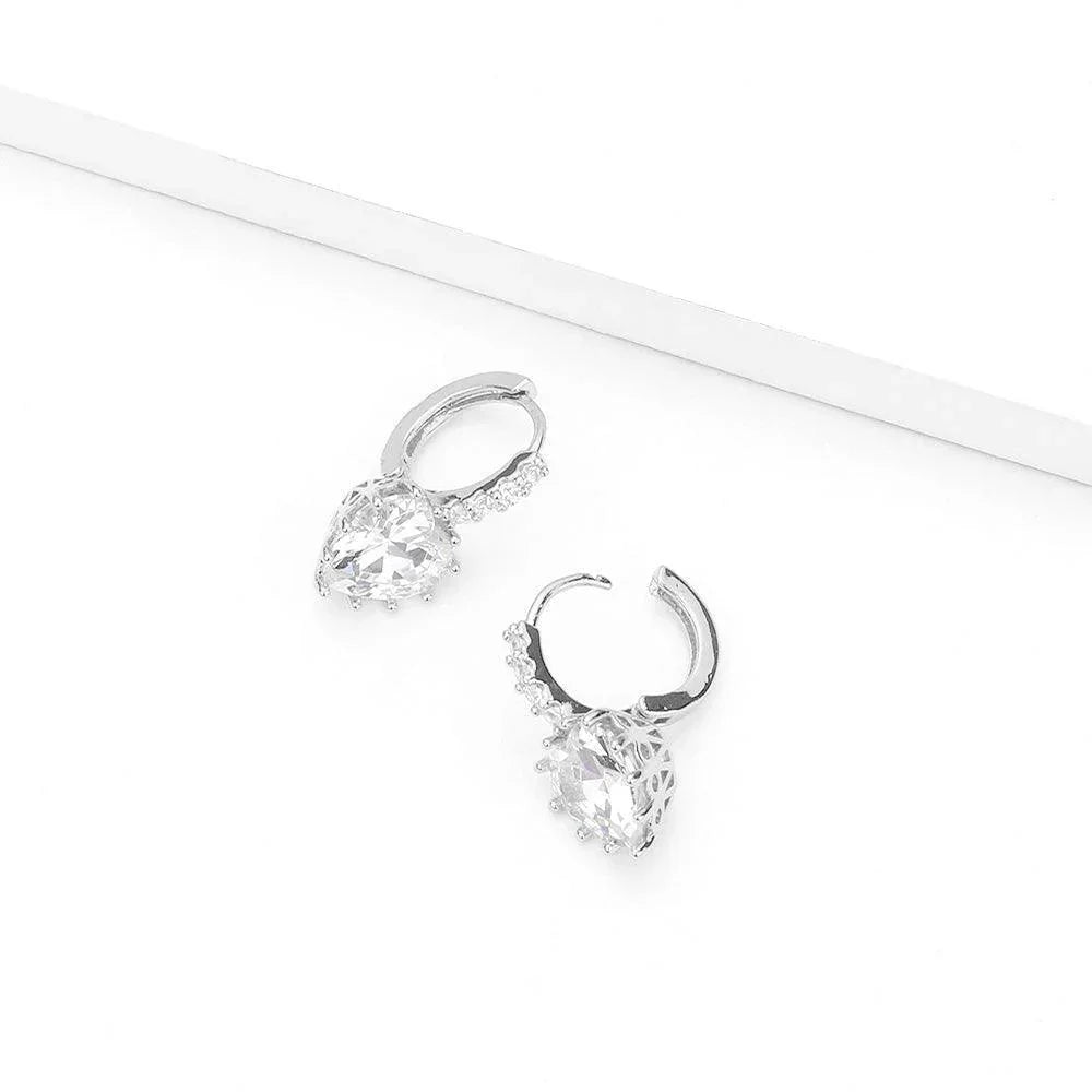 CZ Heart Evening Huggie Earrings - Jewelry Store by Erik Rayo