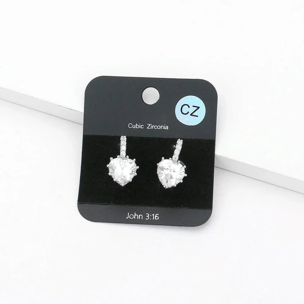 CZ Heart Evening Huggie Earrings - Jewelry Store by Erik Rayo