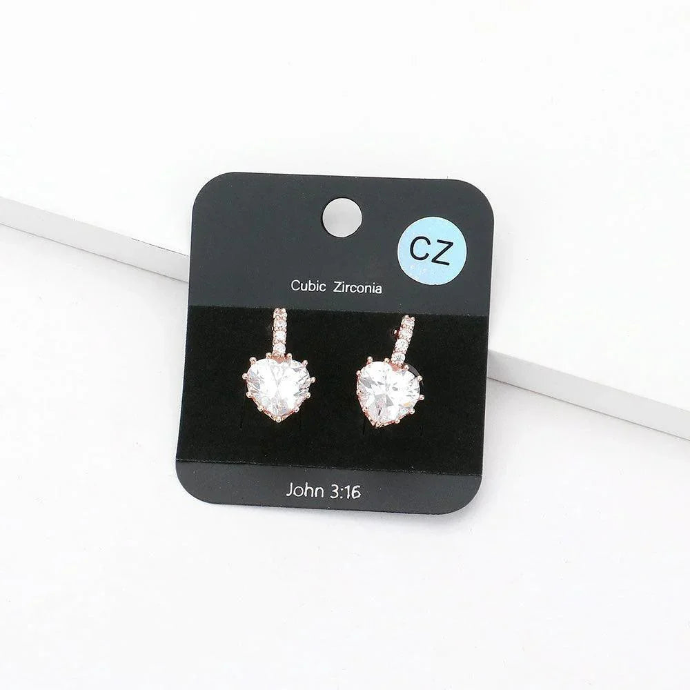 Rose Gold CZ Heart Evening Huggie Earrings - Jewelry Store by Erik Rayo