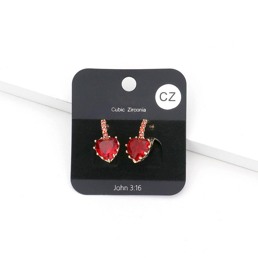 CZ Heart Evening Huggie Earrings