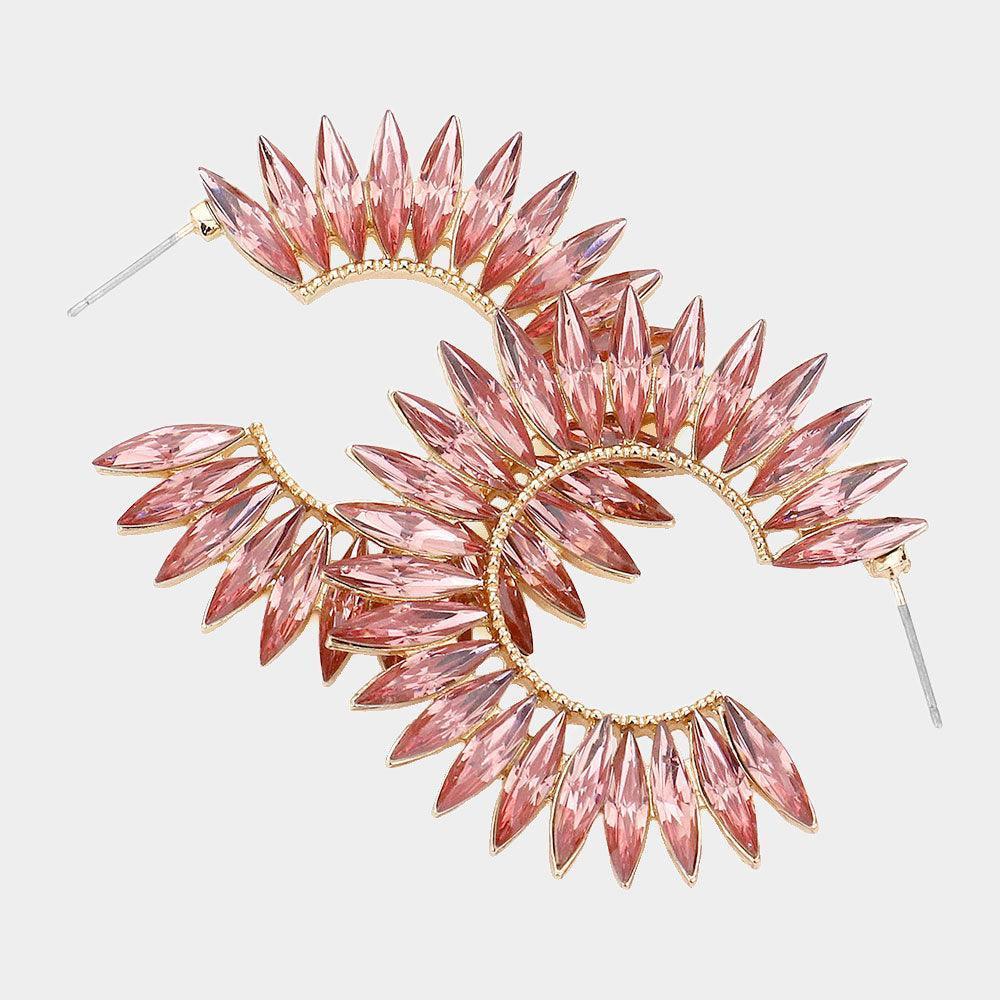 Pink Marquise Stone Around Hoop Evening Earrings - Jewelry Store by Erik Rayo