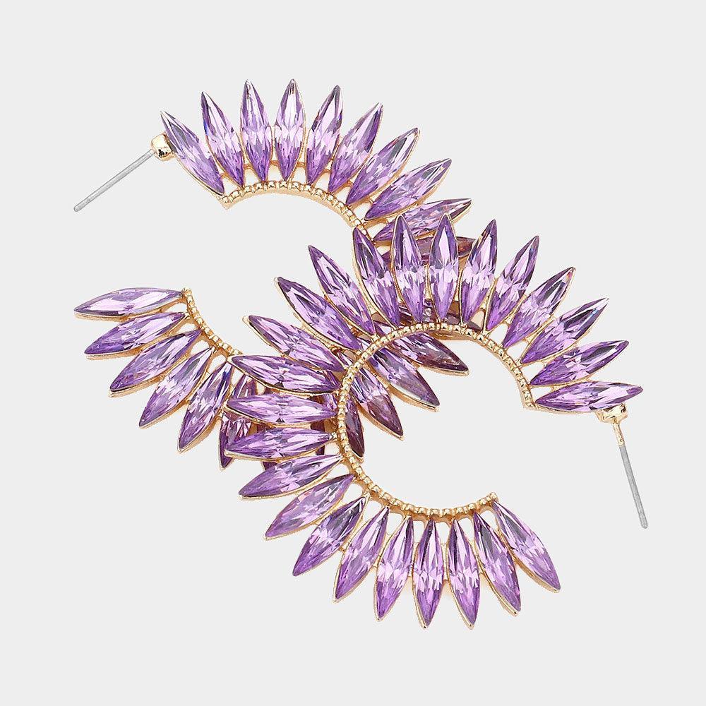 Lavender Marquise Stone Around Hoop Evening Earrings - Jewelry Store by Erik Rayo