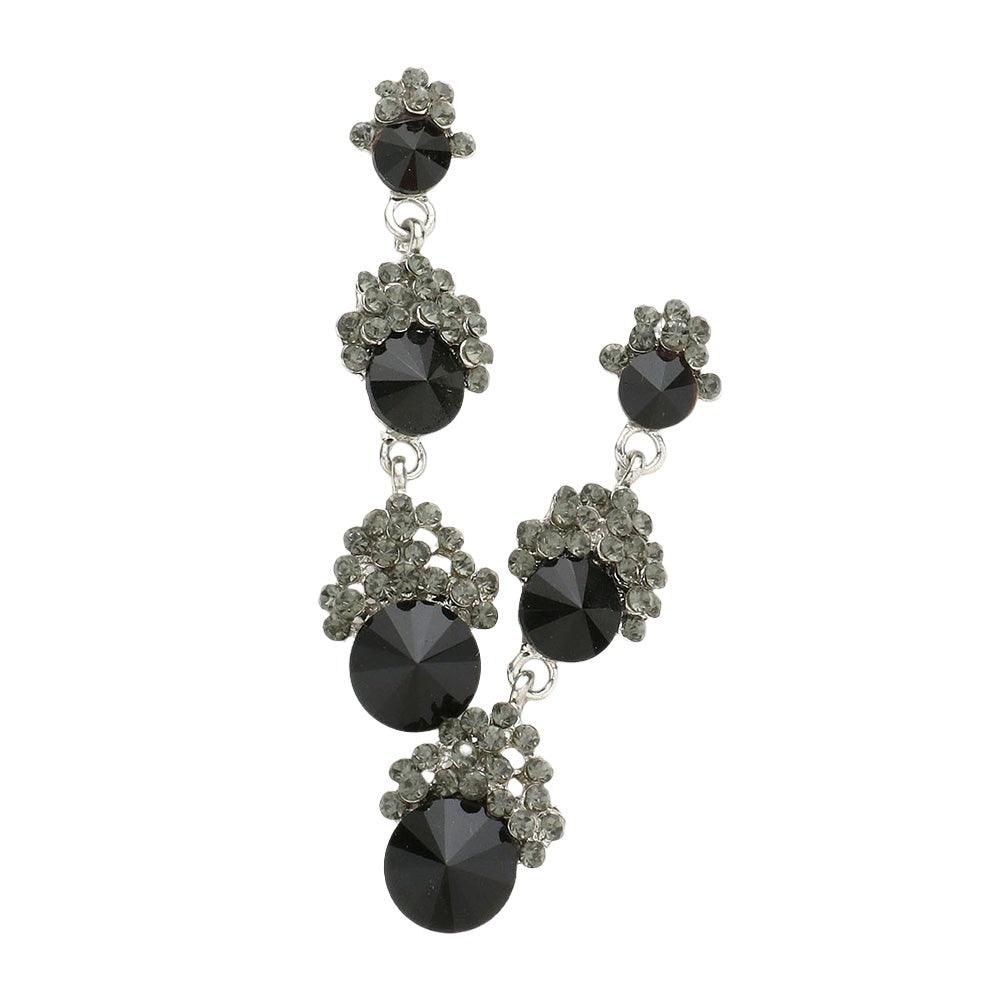 Black Crystal Cascading Bubble Earrings