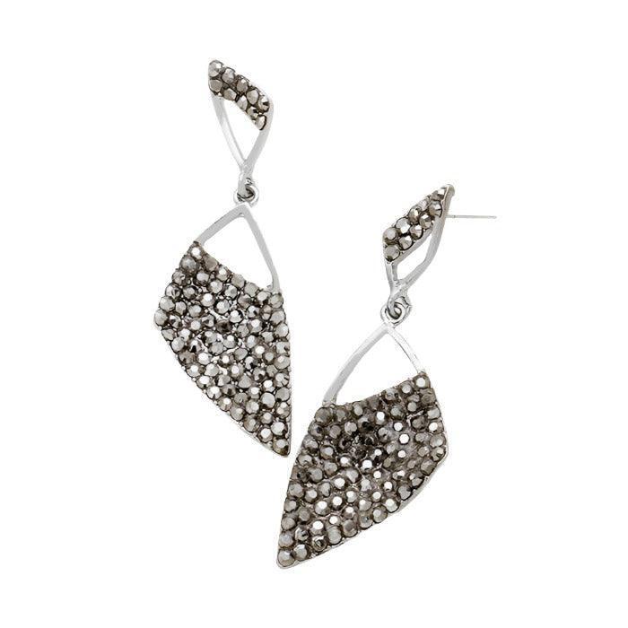 Hematite Rhinestone Pave Evening Earrings - Jewelry Store by Erik Rayo