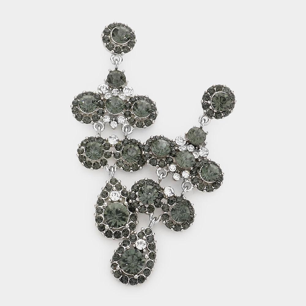 Black Glass Crystal Rhinestone Pave Dangle Evening Earrings - Jewelry Store by Erik Rayo