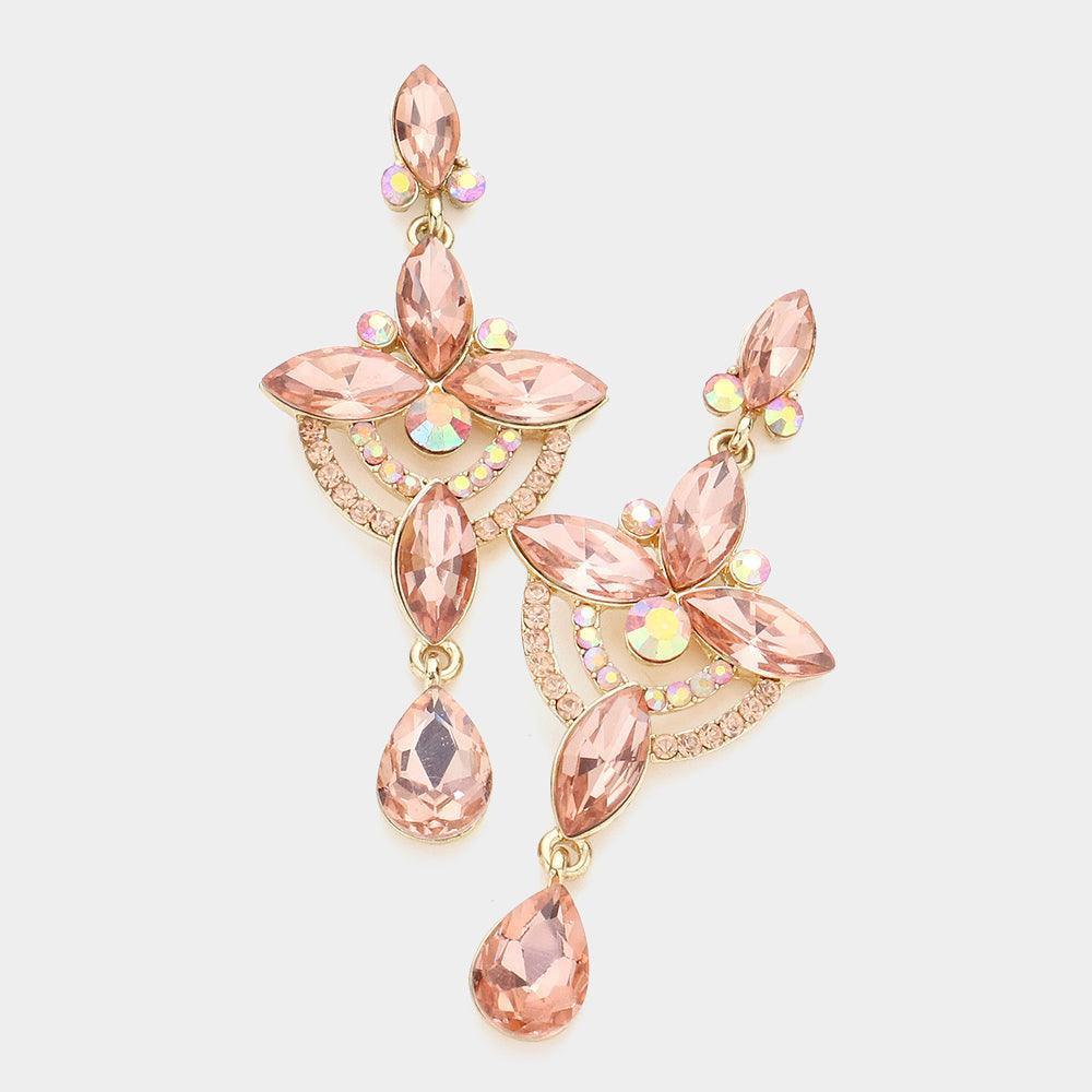 Peach Regal Chandelier Drop Earrings - Jewelry Store by Erik Rayo