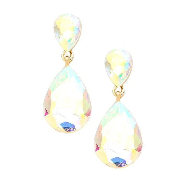 Gold Crystal teardrop evening earrings - Jewelry Store by Erik Rayo