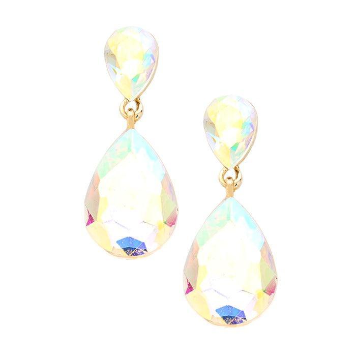 Gold Crystal teardrop evening earrings