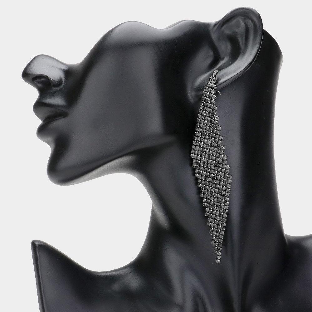 Black Rhinestone Paved Evening Earrings - Jewelry Store by Erik Rayo