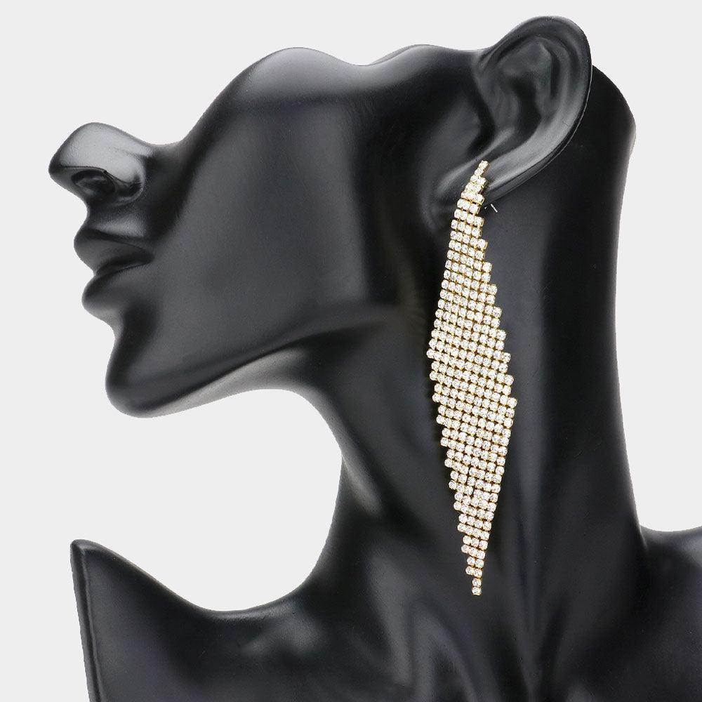 Clear Rhinestone Paved Evening Earrings - Jewelry Store by Erik Rayo