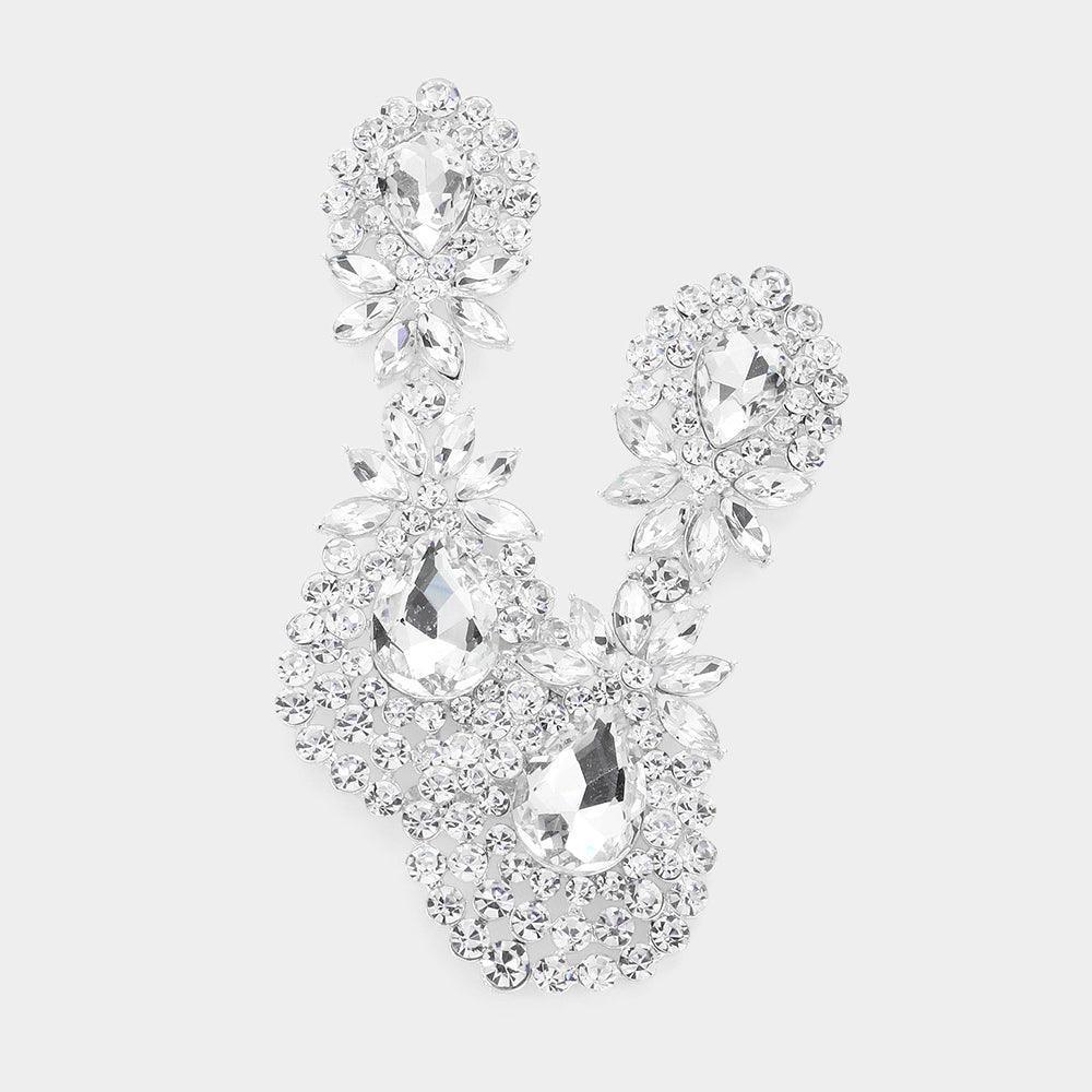 Clear Tear Drop Rhinestone Crystal Evening Earrings - Jewelry Store by Erik Rayo