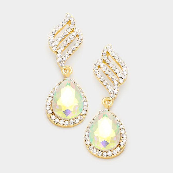 Gold Crystal Rhinestone Note Shape Evening Earrings - Jewelry Store by Erik Rayo