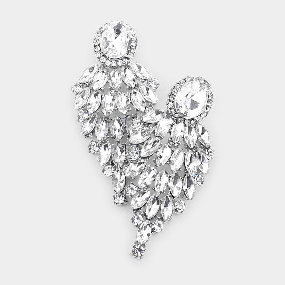 Marquise Stone Cluster Vine Dangle Evening Earrings - Jewelry Store by Erik Rayo