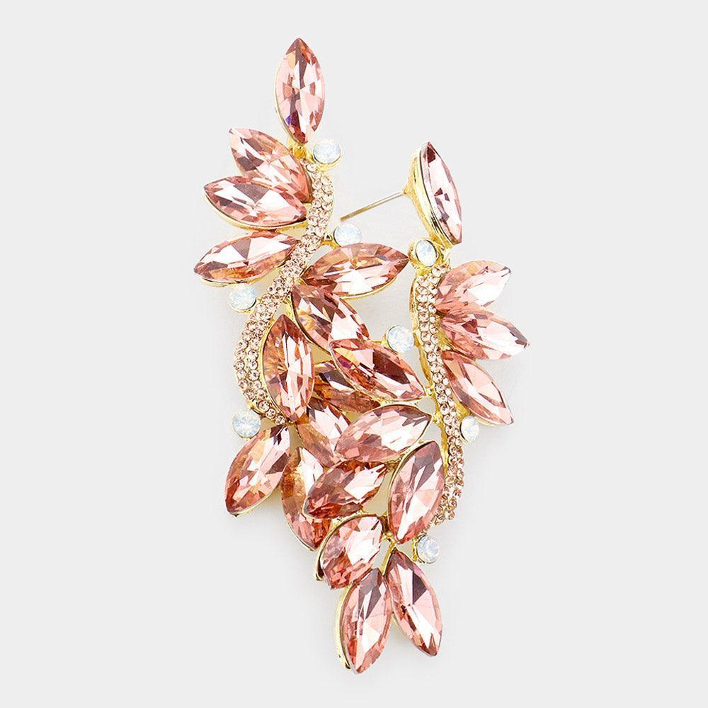 Peach Marquise Stone Cluster Dangle Evening Earrings - Jewelry Store by Erik Rayo