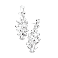 Load image into Gallery viewer, Silver Crystal Teardrop Cluster Vine Evening Earrings
