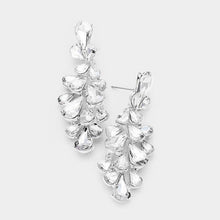 Load image into Gallery viewer, Silver Crystal Teardrop Cluster Vine Evening Earrings
