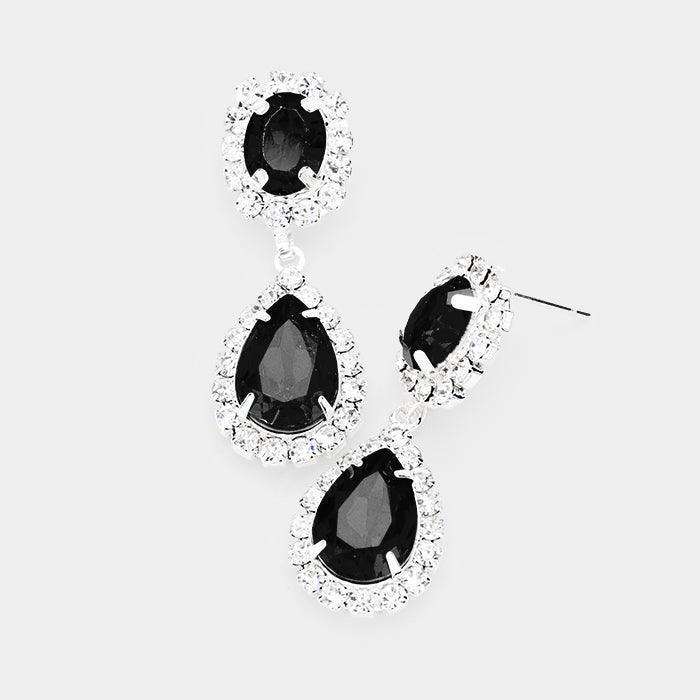 Silver Pave Trim Crystal Rhinestone Teardrop Earrings - Jewelry Store by Erik Rayo