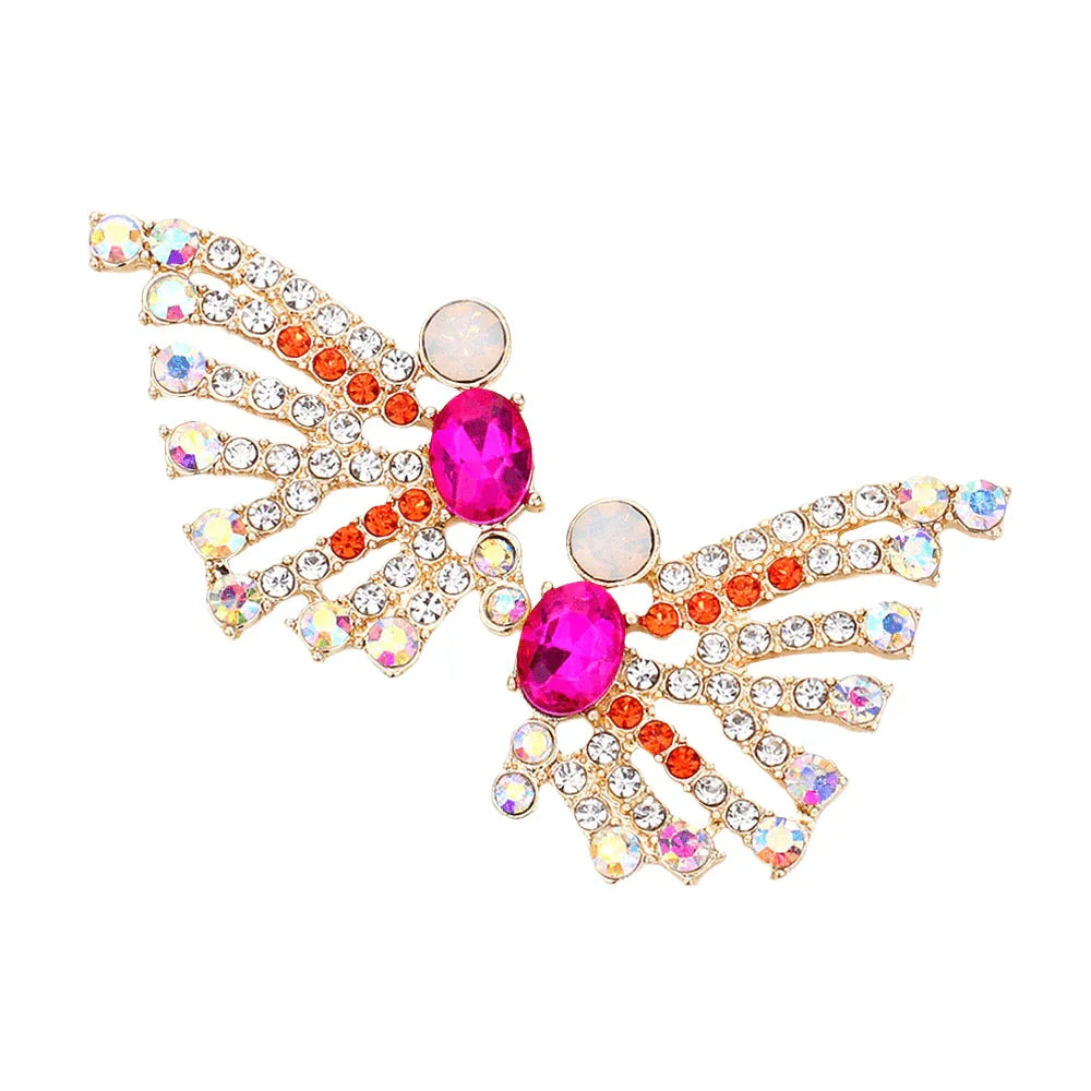Fuchsia Bubble Stone Cluster Butterfly Evening Earrings - Jewelry Store by Erik Rayo