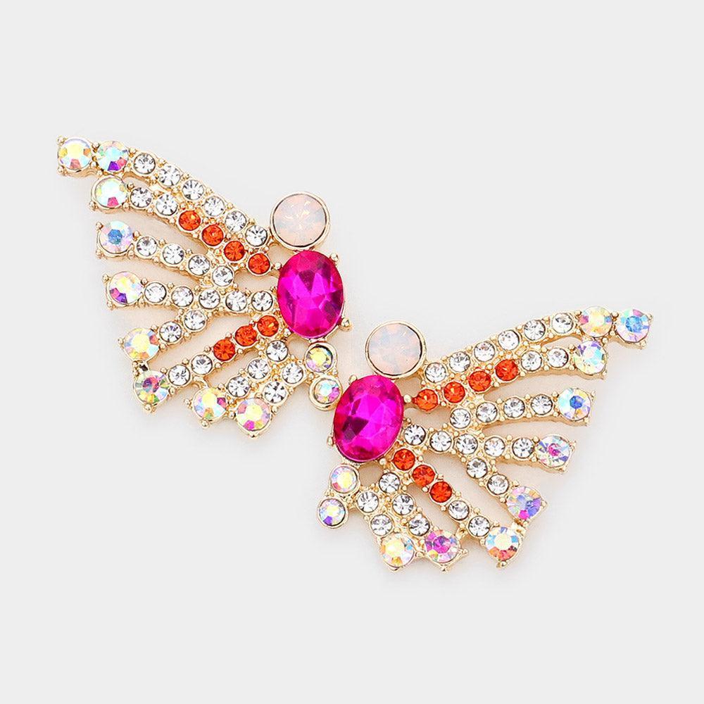 Fuchsia Bubble Stone Cluster Butterfly Evening Earrings - Jewelry Store by Erik Rayo