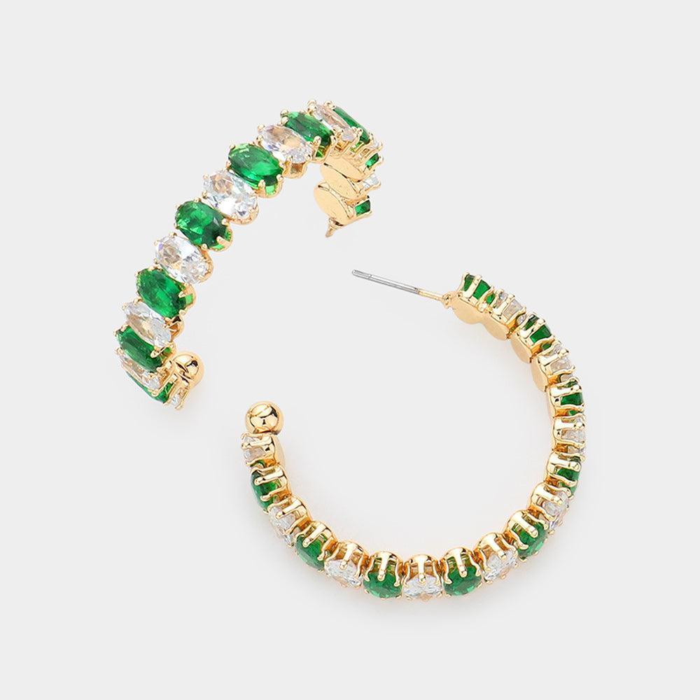 Marquise Stone Cluster Hoop Evening Earrings - Jewelry Store by Erik Rayo