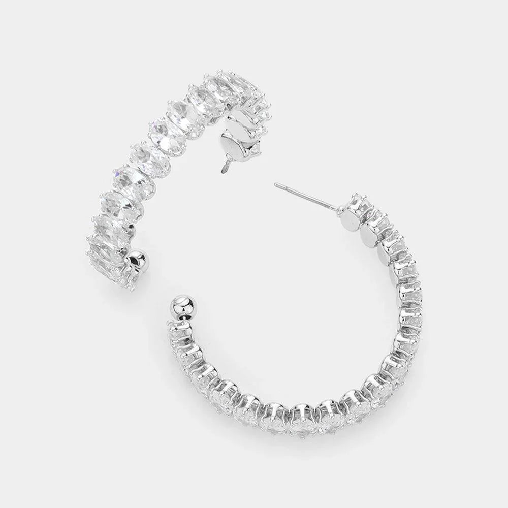 Marquise Stone Cluster Hoop Evening Earrings - Jewelry Store by Erik Rayo
