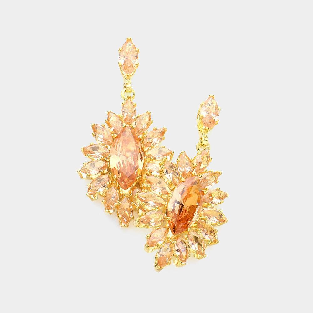 Marquise Stone Cluster Dangle Evening Earrings - Jewelry Store by Erik Rayo