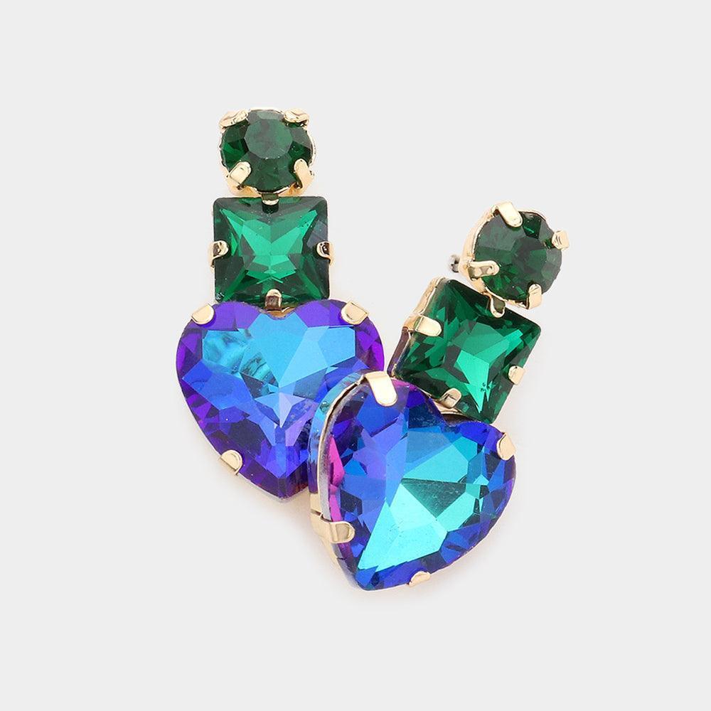 Blue Geometric Round Square Heart Stone Dangle Earrings - Jewelry Store by Erik Rayo