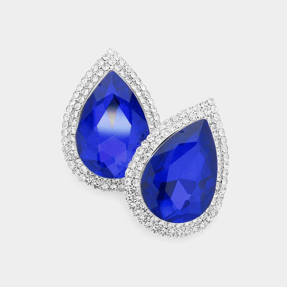 Teardrop Stone Accented Evening Earrings