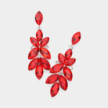 Load image into Gallery viewer, Red Marquise Stone Cluster Embellished Evening Earrings
