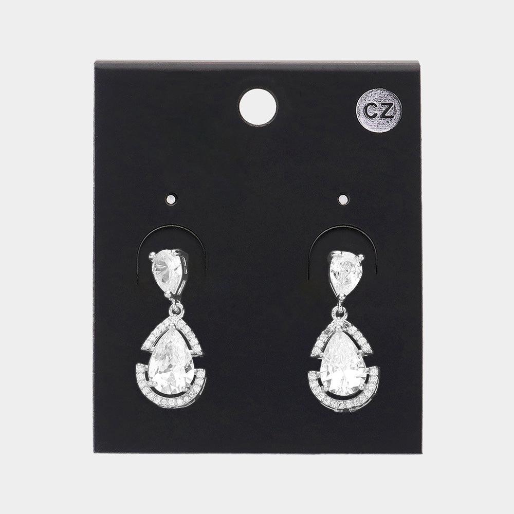 CZ Teardrop Stone Dangle Earrings - Jewelry Store by Erik Rayo