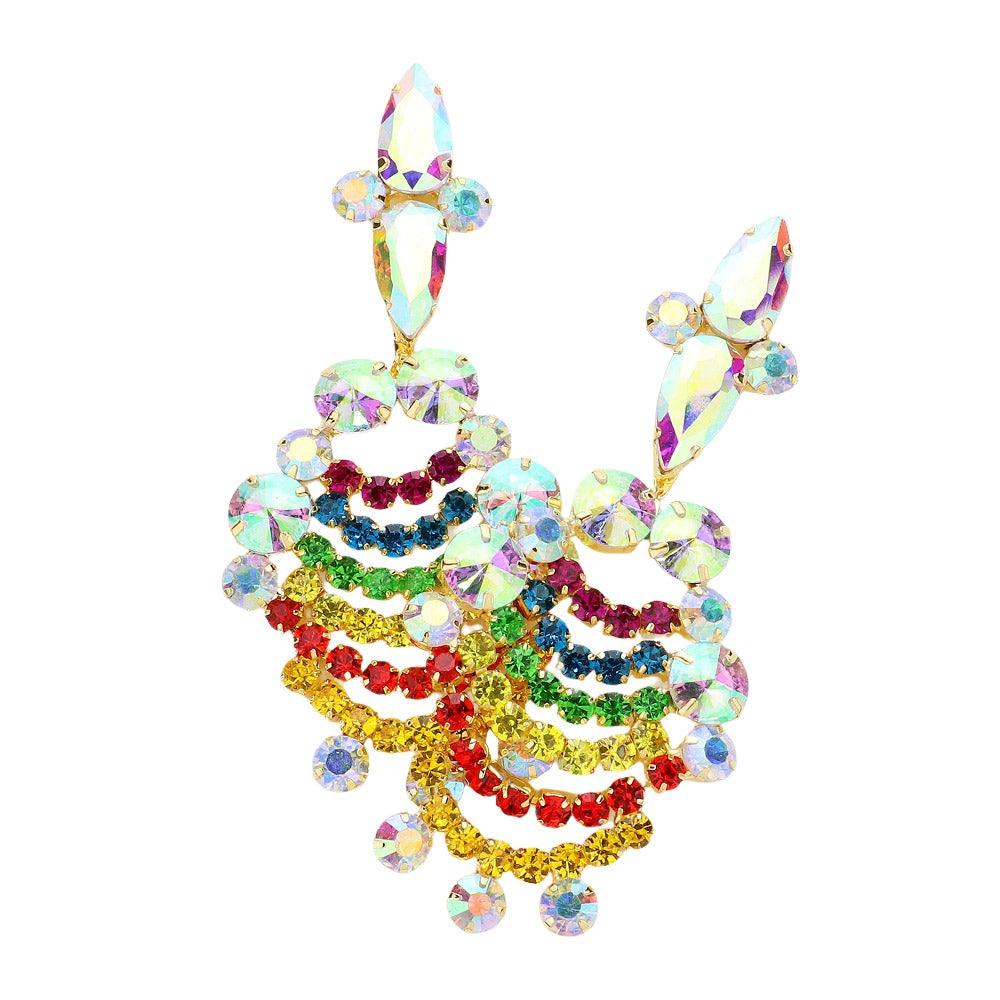 Boho Rhinestone Rainbow Chandelier Earrings