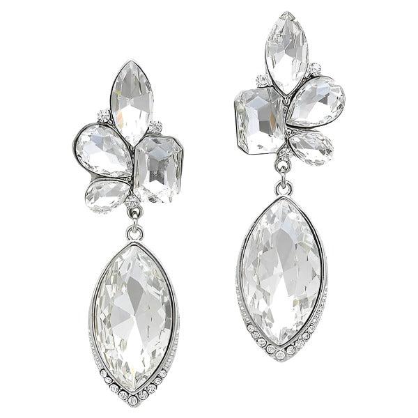 Clear Geo Drop Evening Earrings