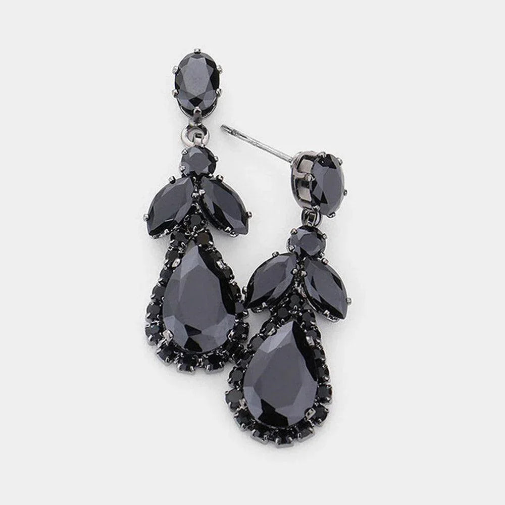 Black CZ Multi Stone Dangle Evening Earrings - Jewelry Store by Erik Rayo