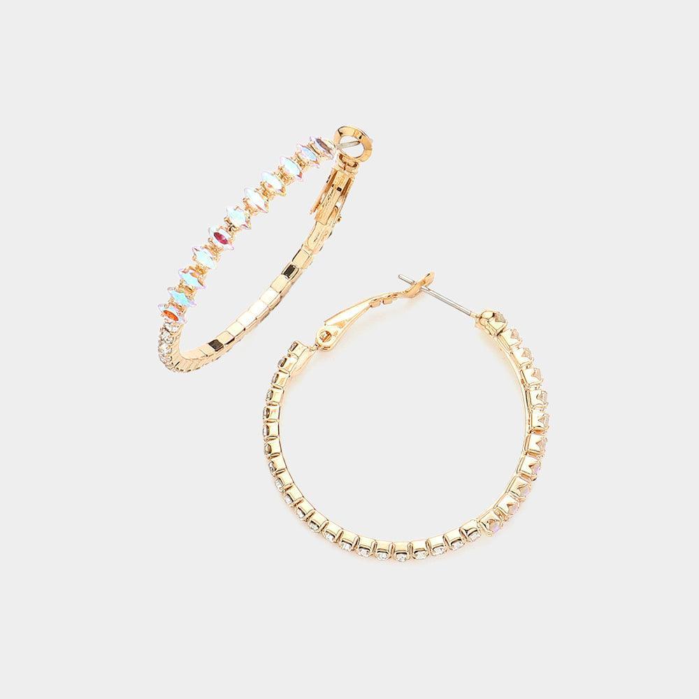 Gold CZ Stone Paved Hoop Evening Earrings - Jewelry Store by Erik Rayo
