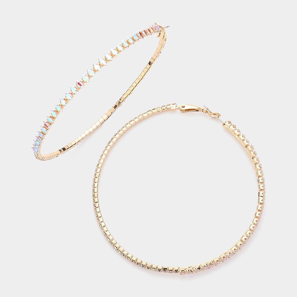 Gold CZ Stone Paved Hoop Evening Earrings - Jewelry Store by Erik Rayo