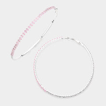 Load image into Gallery viewer, Pink CZ Stone Paved Hoop Evening Earrings
