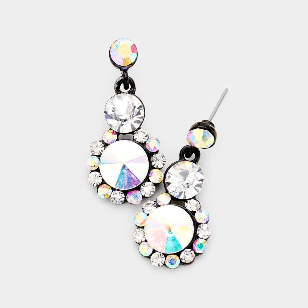 Clear Crystal Round Rhinestone Pave Drop Evening Earrings - Jewelry Store by Erik Rayo