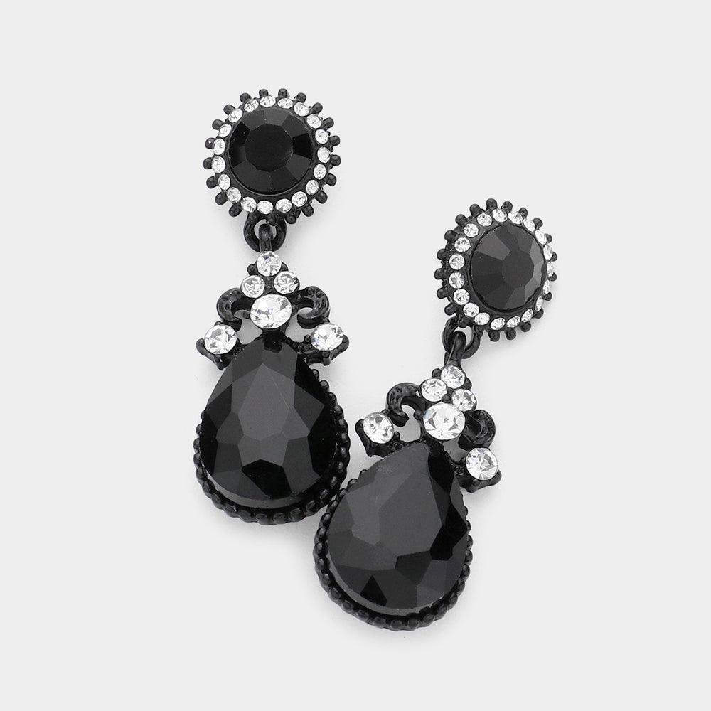 Clear Glass Crystal Teardrop Dangle Evening Earrings - Jewelry Store by Erik Rayo