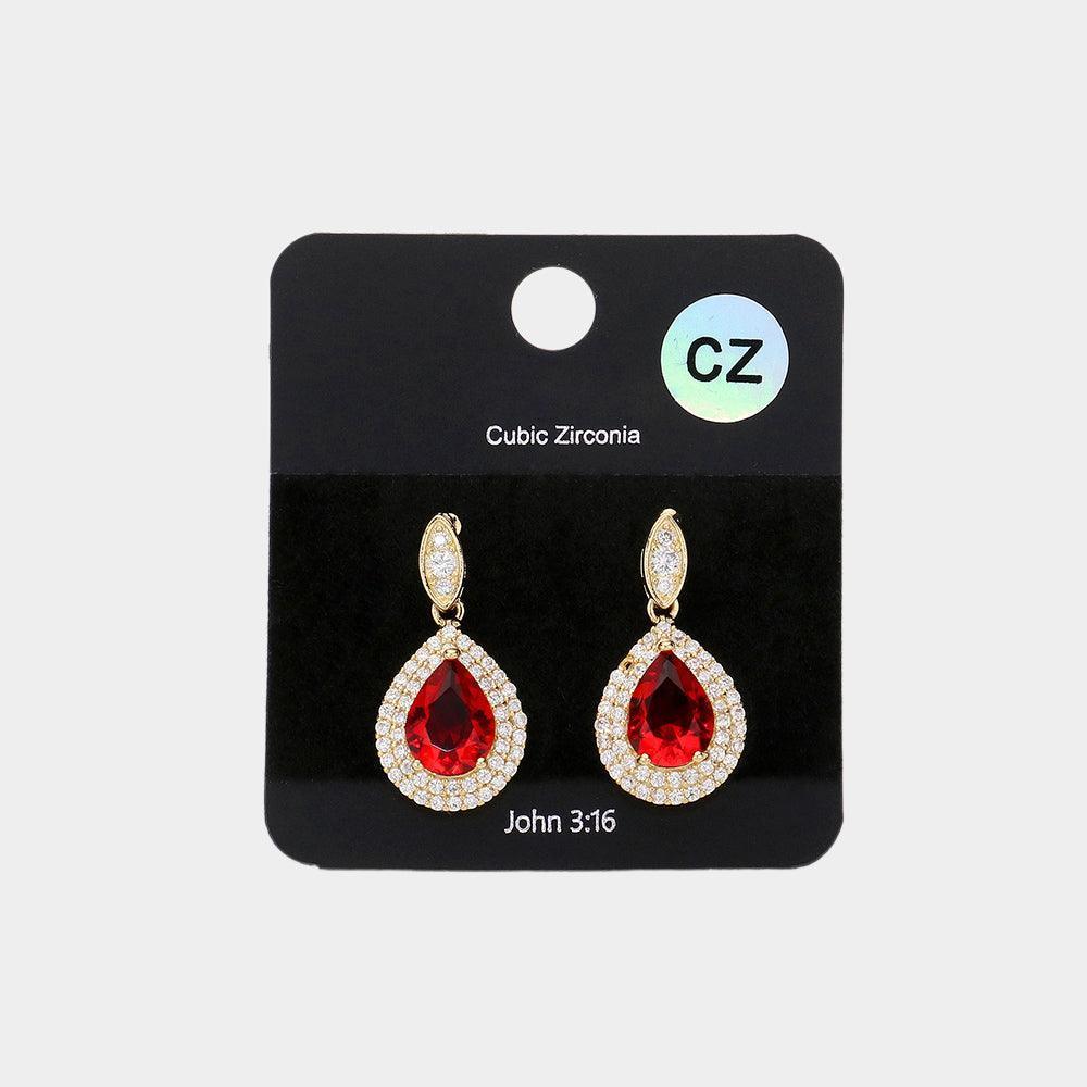 CZ Teardrop Dangle Evening Earrings - Jewelry Store by Erik Rayo