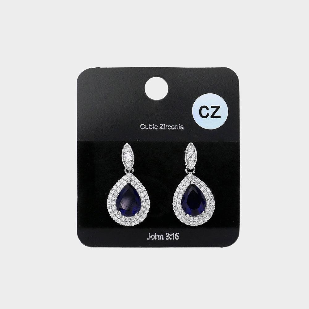 CZ Teardrop Dangle Evening Earrings - Jewelry Store by Erik Rayo