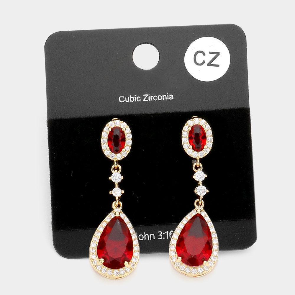 CZ Teardrop Accented Dangle Evening Earrings - Jewelry Store by Erik Rayo